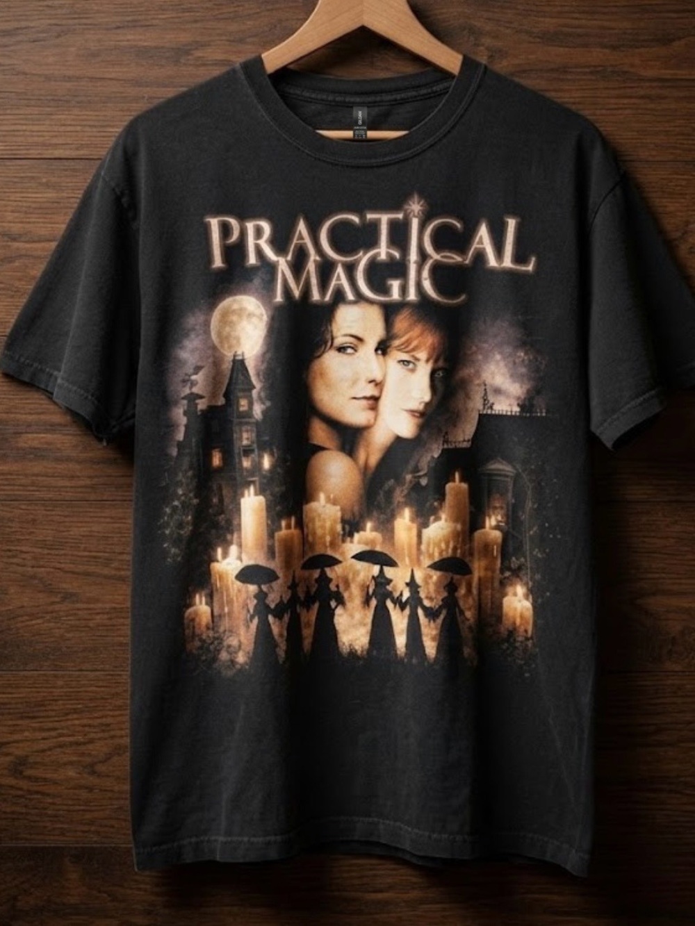 Gildan Black Graphic Tee with Tan/Cream Accents